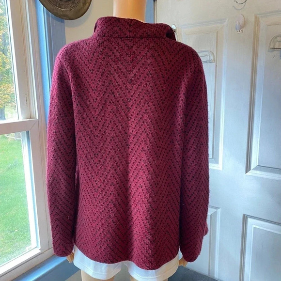 Milano Western Boho Open Red Black Knit Cardigan CoverUP Women S-L Warm Cozy - Picture 5 of 8